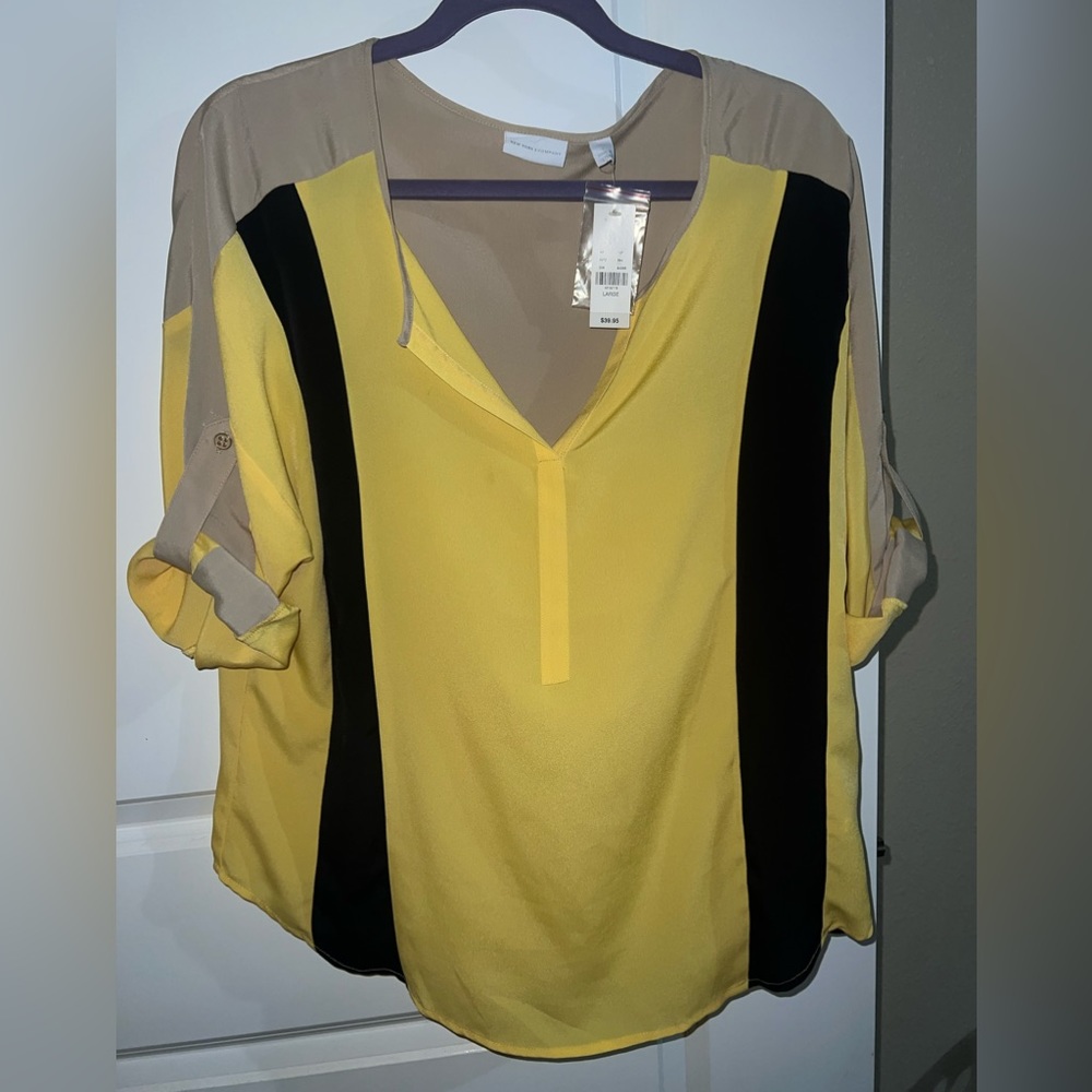 Women’s yellow/black/khaki blouse size L